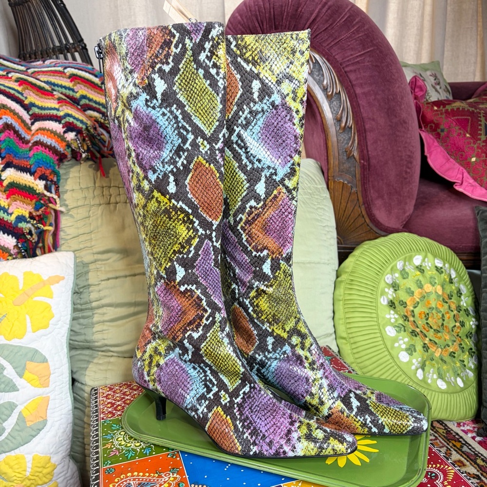 Isaac Mizrahi Rainbow Snakeskin Boots